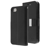 Black Sleek Xtra Wallet Case With Magnetic Closure Strap for Apple iPhone SE (2020) / 8 / 7.