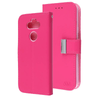 Hot Pink Sleek Xtra Wallet Case With Magnetic Closure Strap for LG K31, Aristo 5, Tribute Monarch.