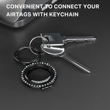 The Rhinestone AirTag case can be easily connected to one's Keychain or Belt Loop