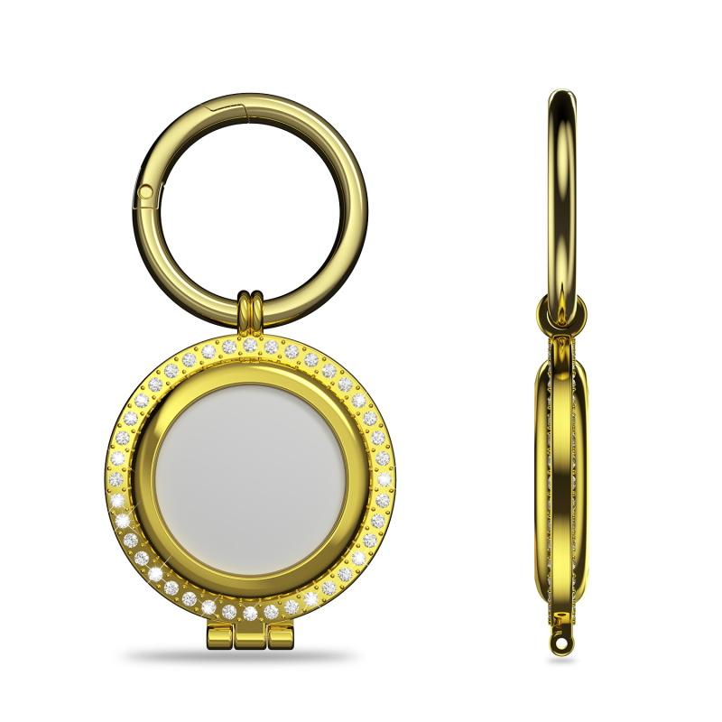 Gold Rhinestone AirTag Cover with Key Loop.