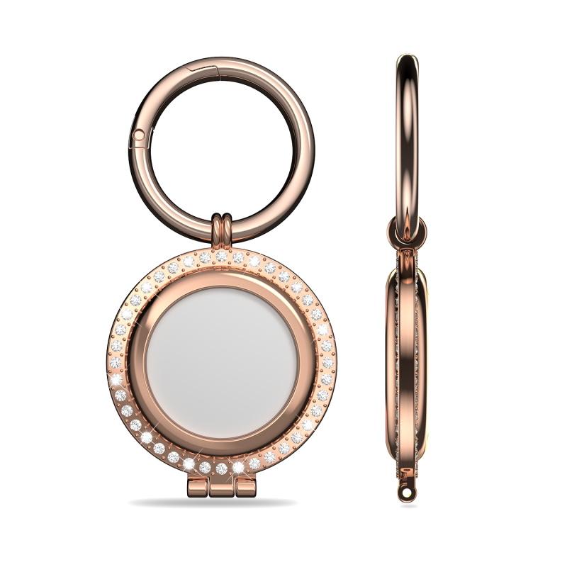 Rose Gold Rhinestone AirTag Cover with Key Loop.
