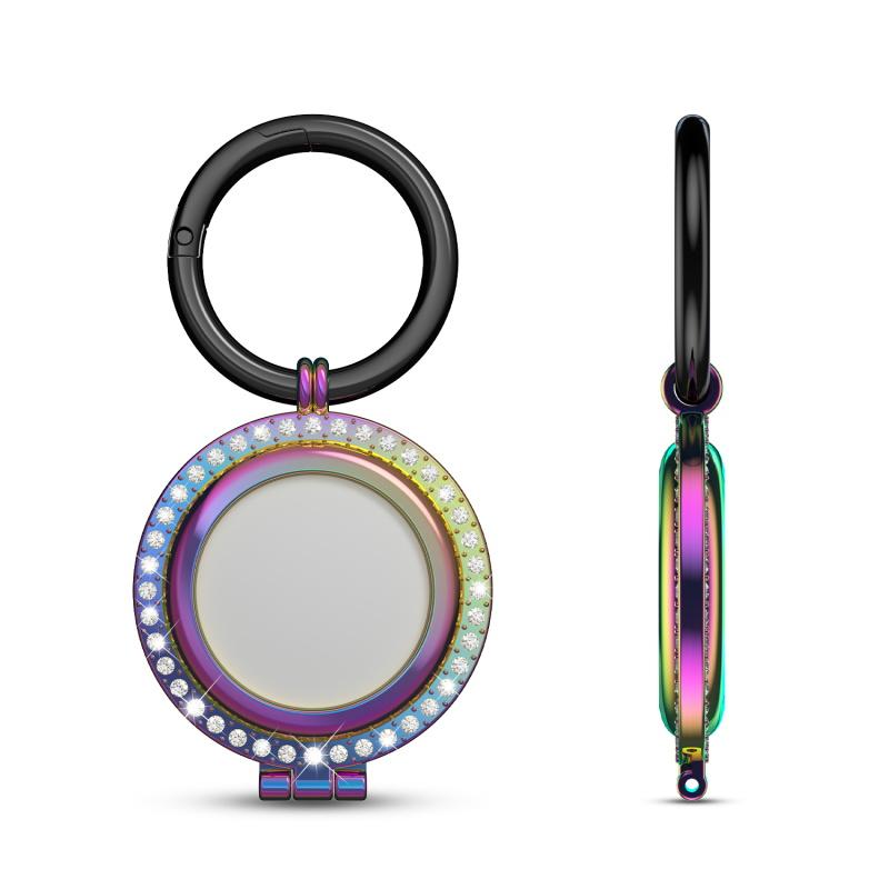Rainbow Rhinestone AirTag Cover with Key Loop.