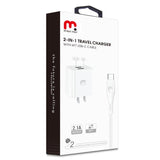 2-in-1 Travel Charger with 6FT USB-C Cable