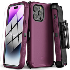 Funda MyBat Pro Maverick Series con funda y vidrio templado para Apple iPhone 14 Pro Max (6.7")