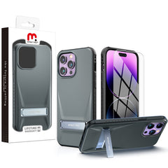Funda MyBat Pro Beyonder Series con vidrio templado y soporte para Apple iPhone 14 Pro Max (6.7")