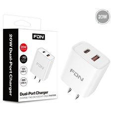 FDN 20W Dual - Port Wall Charger (USB - C + USB - A)MyBat Pro