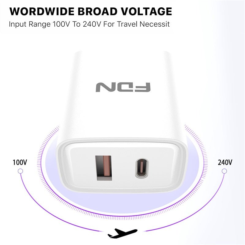 FDN 20W Dual - Port Wall Charger (USB - C + USB - A)MyBat Pro