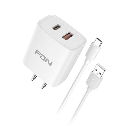FDN 2.4A Dual - Port Wall Charger with USB - A to USB - C CableMyBat Pro