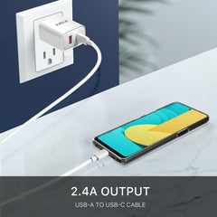 FDN 2.4A Dual - Port Wall Charger with USB - A to USB - C CableMyBat Pro