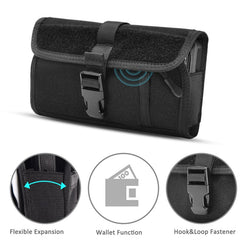 LUXMO Extra Large Horizontal Universal Nylon Pouch w/ Large Front Zipper Compartment - Black