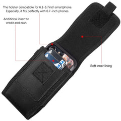 LUXMO Extra Large Vertical Universal Nylon Pouch w/ Card Slot - Black