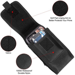 LUXMO Extra Large Vertical Universal Nylon Pouch w/ Card Slot - Black