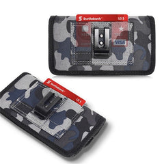 LUXMO Large Horizontal Universal Nylon Pouch w/ Dual Card Slots - Grey Camo