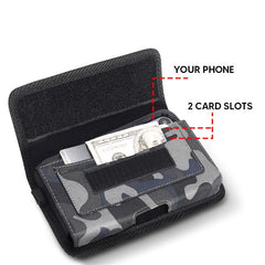 LUXMO Large Horizontal Universal Nylon Pouch w/ Dual Card Slots - Grey Camo
