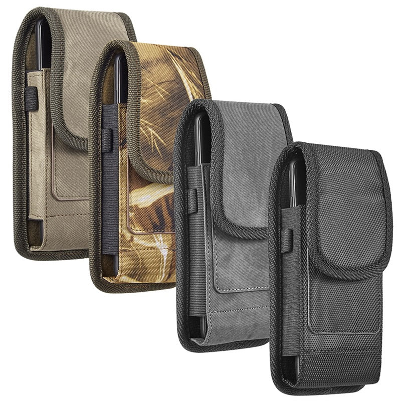 LUXMO Large Horizontal Universal Special Fabric Pouch w/ Dual Card Slots - Light Brown Denim Fabric