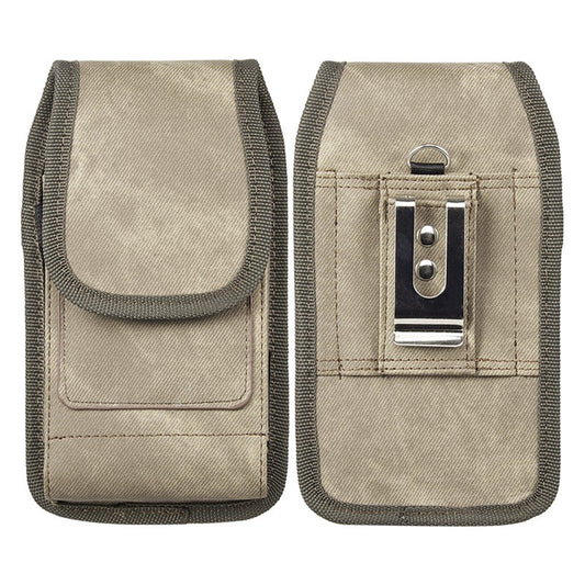 LUXMO Large Horizontal Universal Special Fabric Pouch w/ Dual Card Slots - Light Brown Denim Fabric