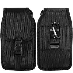 LUXMO Large Vertical Universal Leather Pouch w/ Front Buckle - Black