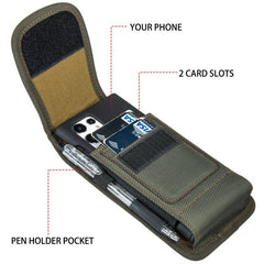 LUXMO Large Vertical Universal Nylon Pouch w/ Dual Card Slots - Midnight Green