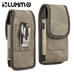 LUXMO Medium Vertical Universal Pouch w/ Dual Card Slots - Light Brown Denim Fabric