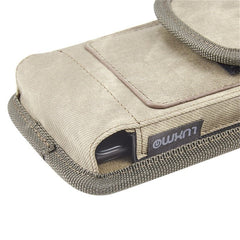 LUXMO Small Vertical Universal Pouch w/ Dual Card Slots - Light Brown Denim Fabric