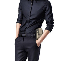 LUXMO Small Vertical Universal Pouch w/ Dual Card Slots - Light Brown Denim Fabric