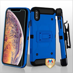 MyBat Pro 3 - in - 1 Kinetic Hybrid Protector Cover Combo (with Black Holster)(Tempered Glass Screen Protector) for Apple iPhone XS MaxiPhone XS Max