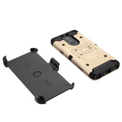 MyBat Pro 3 - in - 1 Kinetic Hybrid Protector Cover Combo (with Black Holster)(Tempered Glass Screen Protector) for Lg Stylo 4 / Stylo 4 PlusStylo 4