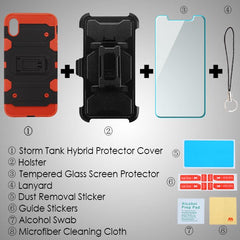 MyBat Pro 3 - in - 1 Storm Tank Hybrid Protector Cover Combo (with Black Holster)(Tempered Glass Screen Protector)[Military - Grade Certified] for Apple iPhone XS MaxiPhone XS Max