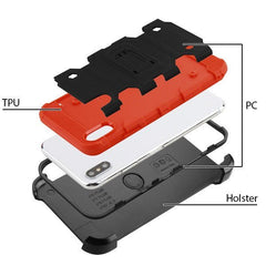 MyBat Pro 3 - in - 1 Storm Tank Hybrid Protector Cover Combo (with Black Holster)(Tempered Glass Screen Protector)[Military - Grade Certified] for Apple iPhone XS MaxiPhone XS Max