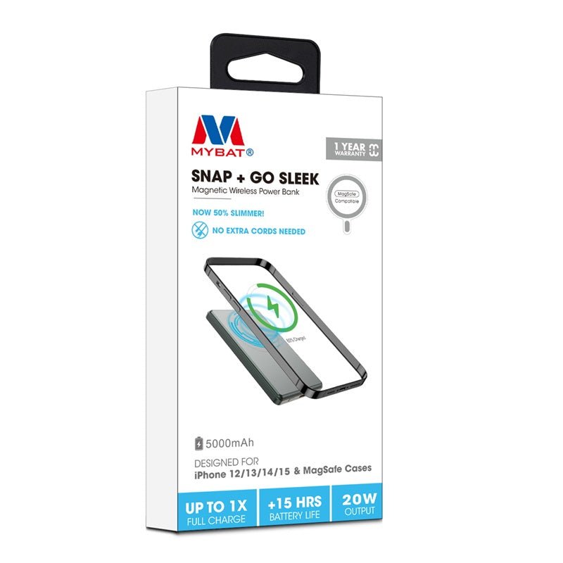 MyBat 5000mAh SNAP + GO SLEEK Magnetic Wireless Power Bank - Purple Titanium - MyBat Pro