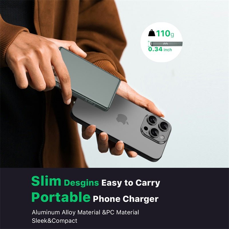 MyBat 5000mAh SNAP + GO SLEEK Magnetic Wireless Power Bank - Purple Titanium - MyBat Pro