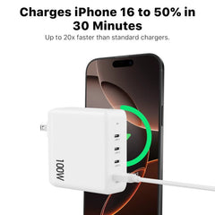 MyBat Pro 100W GaN 4 - Port Foldable Wall Charger (ETL Certified) - WhiteMybat Pro