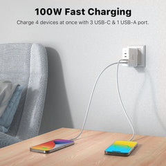 MyBat Pro 100W GaN 4 - Port Foldable Wall Charger (ETL Certified) - WhiteMybat Pro