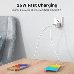 MyBat Pro 35W GaN Dual - Port Foldable Wall Charger (ETL Certified) - WhiteMybat Pro