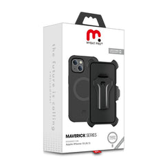 MyBat Pro Antimicrobial Maverick Series w/ MagSafe Case with Holster and Tempered Glass for Apple iPhone 15 (6.1)iPhone 15