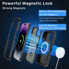 MyBat Pro Antimicrobial Maverick Series w/ MagSafe Case with Holster and Tempered Glass for Apple iPhone 15 (6.1)iPhone 15