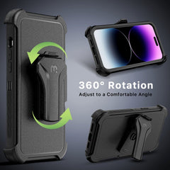 MyBat Pro Antimicrobial Maverick Series w/ MagSafe Case with Holster and Tempered Glass for Apple iPhone 15 (6.1)iPhone 15