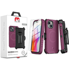MyBat Pro Antimicrobial Maverick Series w/ MagSafe Case with Holster and Tempered Glass for Apple iPhone 15 Plus (6.7)iPhone 15 Plus