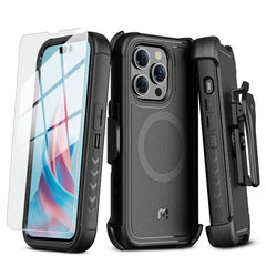 MyBat Pro Antimicrobial Maverick Series w/ MagSafe Case with Holster and Tempered Glass for Apple iPhone 15 Pro (6.1)iPhone 15 Pro
