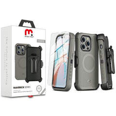 MyBat Pro Antimicrobial Maverick Series w/ MagSafe Case with Holster and Tempered Glass for Apple iPhone 15 Pro Max (6.7)iPhone 15 Pro Max