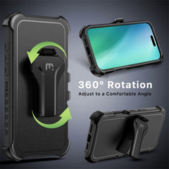 MyBat Pro Antimicrobial Maverick Series w/ MagSafe Case with Holster and Tempered Glass for Apple iPhone 16iPhone 16