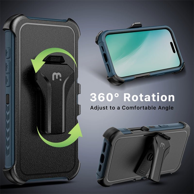 MyBat Pro Antimicrobial Maverick Series w/ MagSafe Case with Holster and Tempered Glass for Apple iPhone 16 PlusiPhone 16 Plus