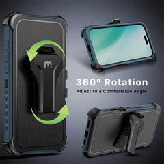 MyBat Pro Antimicrobial Maverick Series w/ MagSafe Case with Holster and Tempered Glass for Apple iPhone 16 PlusiPhone 16 Plus