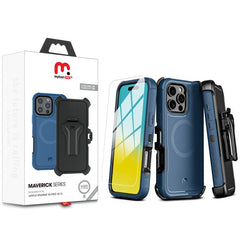 MyBat Pro Antimicrobial Maverick Series w/ MagSafe Case with Holster and Tempered Glass for Apple iPhone 16 ProiPhone 16 Pro