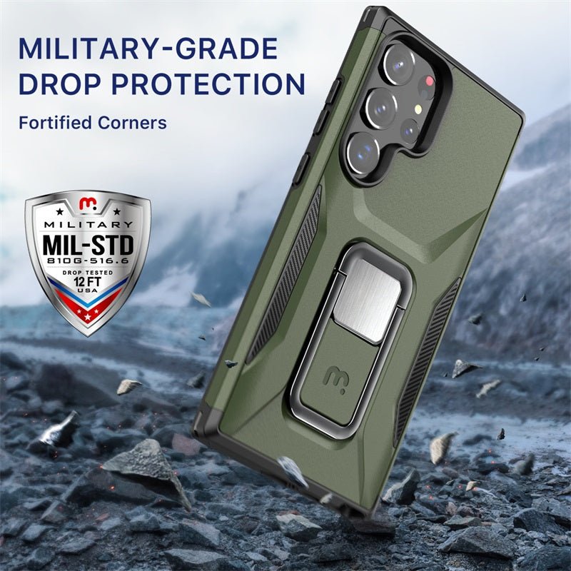 MyBat Pro Antimicrobial Stealth Series (with Stand) for Samsung Galaxy S23 Ultra - Plum / Black - MyBat Pro