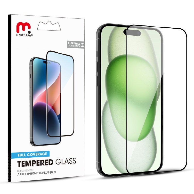 MyBat Pro Full Coverage Tempered Glass Screen Protector for Apple iPhone 15 Plus