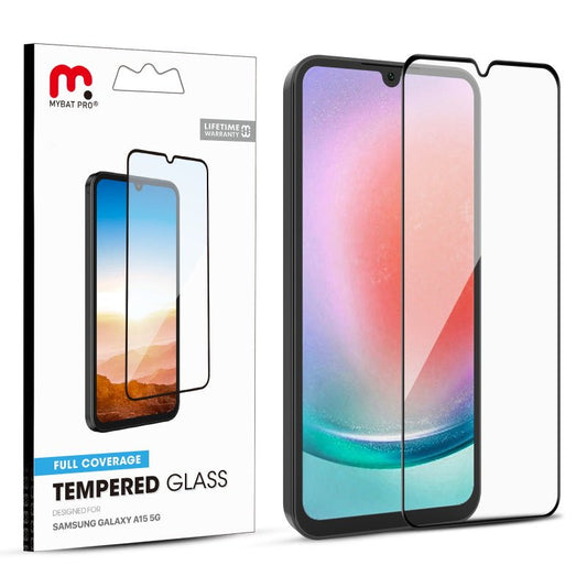 MyBat Pro Full Coverage Tempered Glass Screen Protector for Samsung Galaxy A15 5G - Black