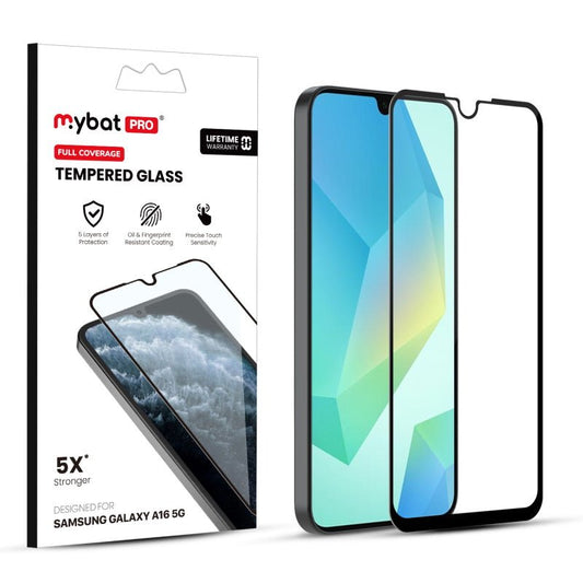 MyBat Pro Full Coverage Tempered Glass Screen Protector for Samsung Galaxy A16 5G - Black