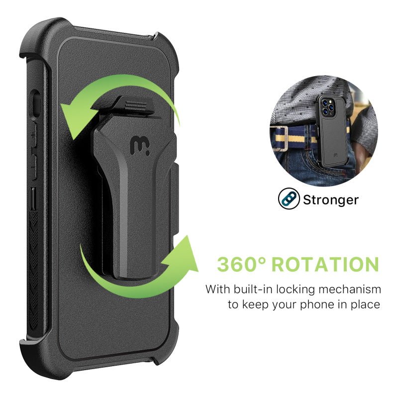 MyBat Pro Maverick Series Case w/ Holster and Tempered Glass for Apple iPhone 13 Pro (6.1)iPhone 13 Pro