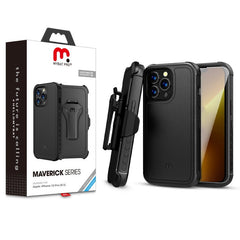 MyBat Pro Maverick Series Case w/ Holster and Tempered Glass for Apple iPhone 13 Pro (6.1)iPhone 13 Pro